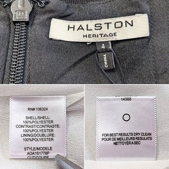 NWT HALSTON HERITAGE Abstract Orchid Print Structured Halter Fit&Flare Dress Sz4 - Picture 3 of 9